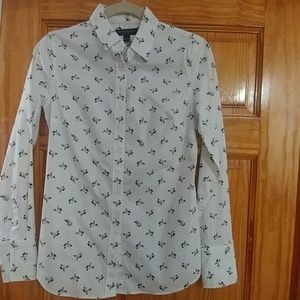 White collared button down with floral print